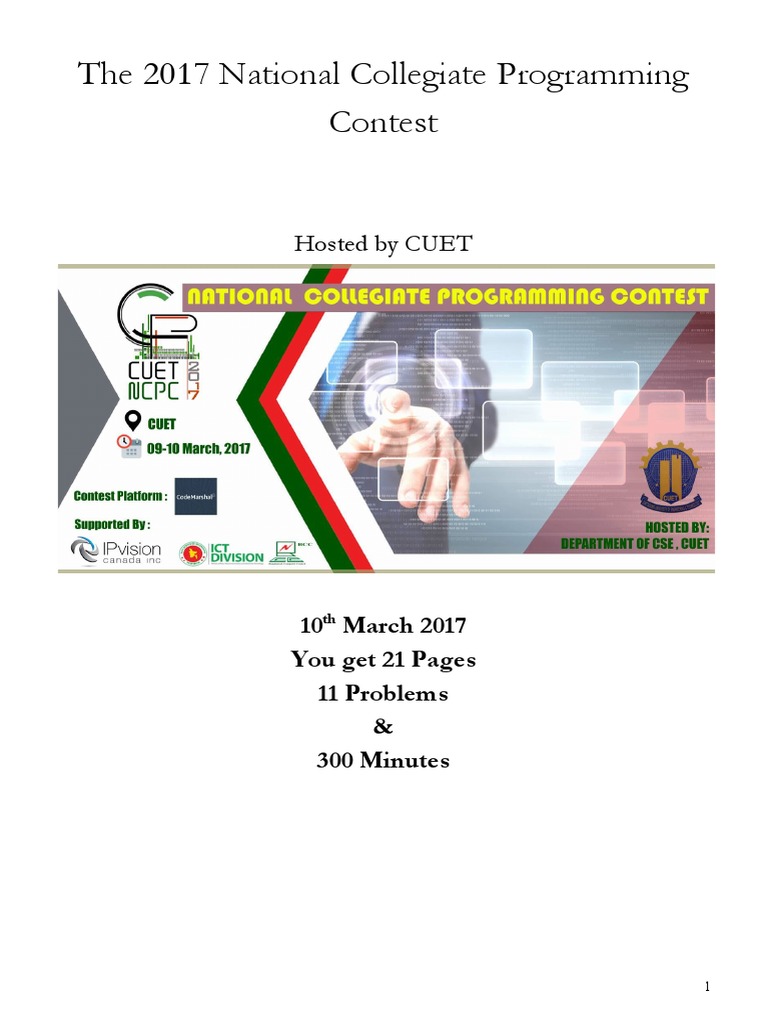 Problemset of cuet ncpc 2017 download free pdf string computer