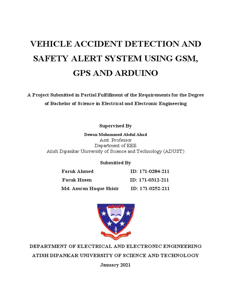 Vehicle Accident Detection System | PDF | Humidity | Microcontroller