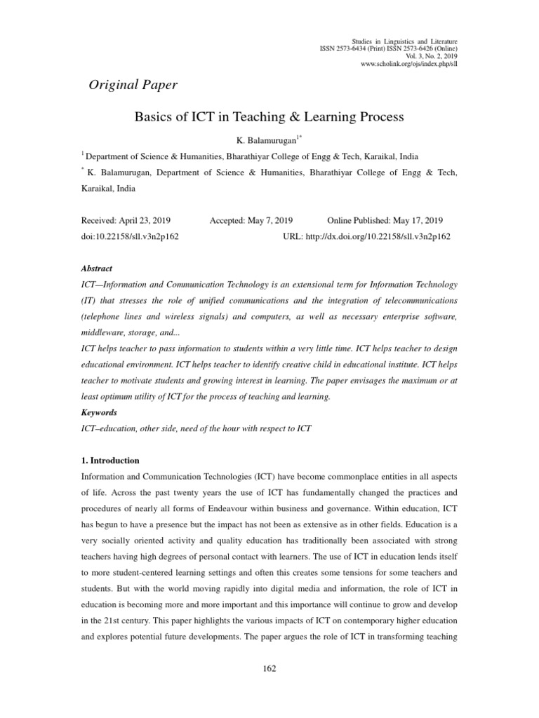 Basics Of ICT In Teaching Learning Process PDF Educational
