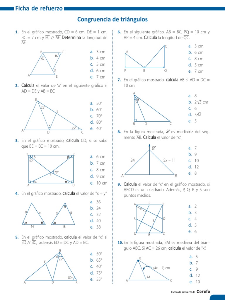 Ejercicios de congruencia y semejanza | PDF | Métodos y materiales de ...