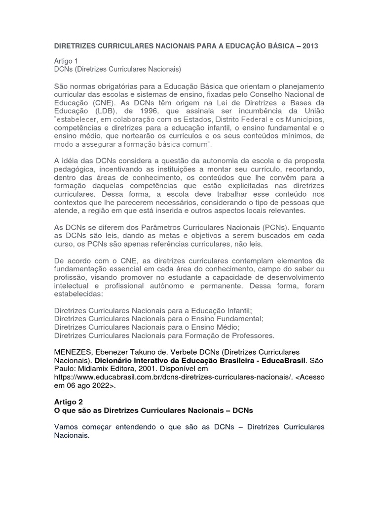 O Que São As Diretrizes Curriculares Nacionais | PDF | Pedagogia | Pré ...