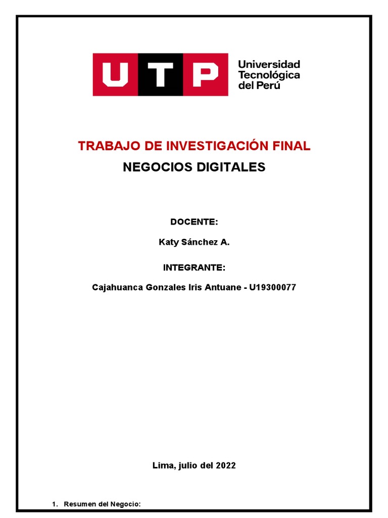 Trabajo de Investigación Final | PDF | Cliente | Business