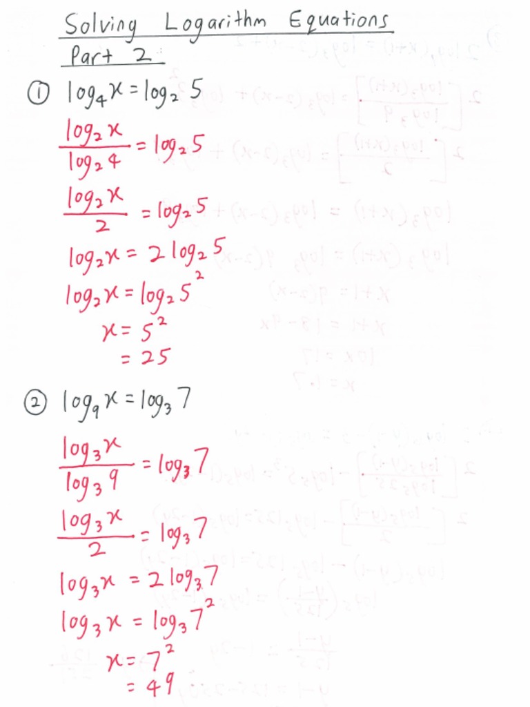 EQUATION of LOGARITHM Notes Part 2 | PDF