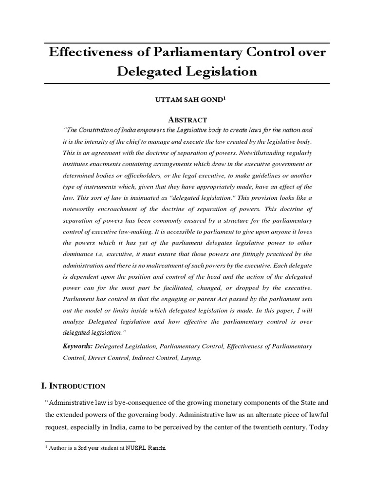 Parliamentary Control of Delegated Legislation | PDF | Committee ...