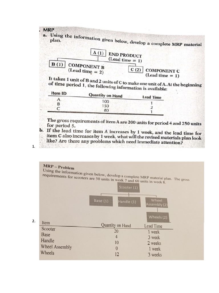 MRP Question For Practice | PDF | Business | Technology & Engineering