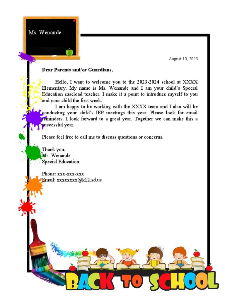Ms. Wenande: Dear Parents And/or Guardians | PDF