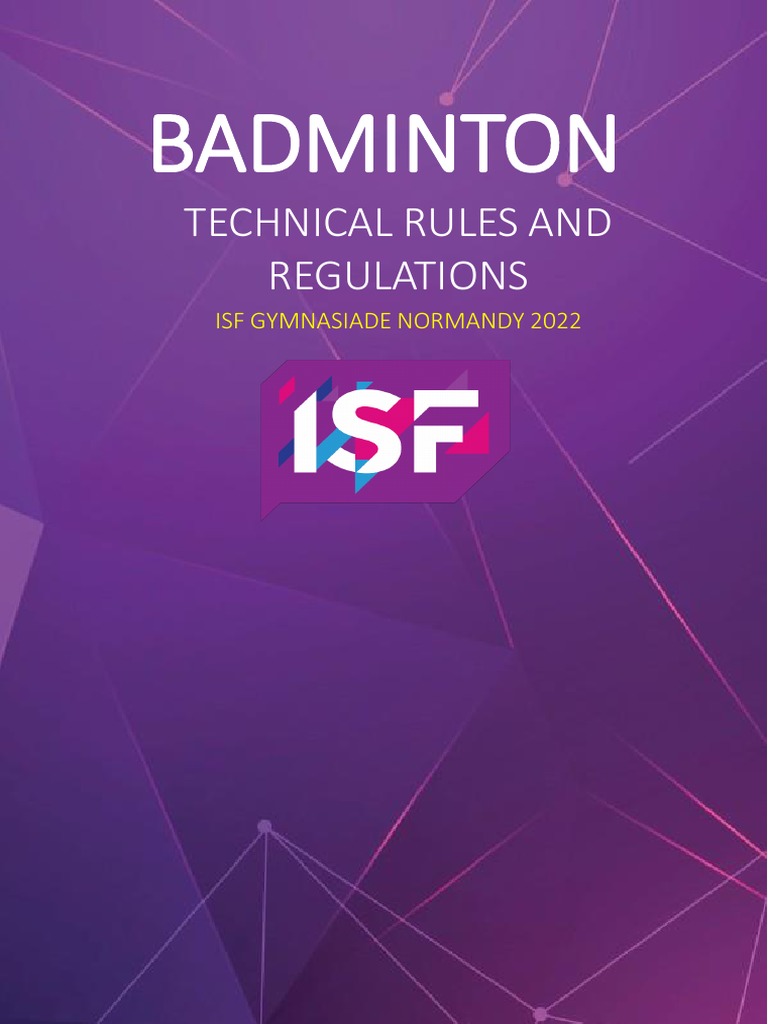BADMINTON Technical Rules and Regulations PDF Tournament Government
