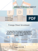 Foreign Direct Investment: Submitted BY:-Chinmay Kavadiya Shashank Pandey Submitted To: - Proff. Hiral Sonkar