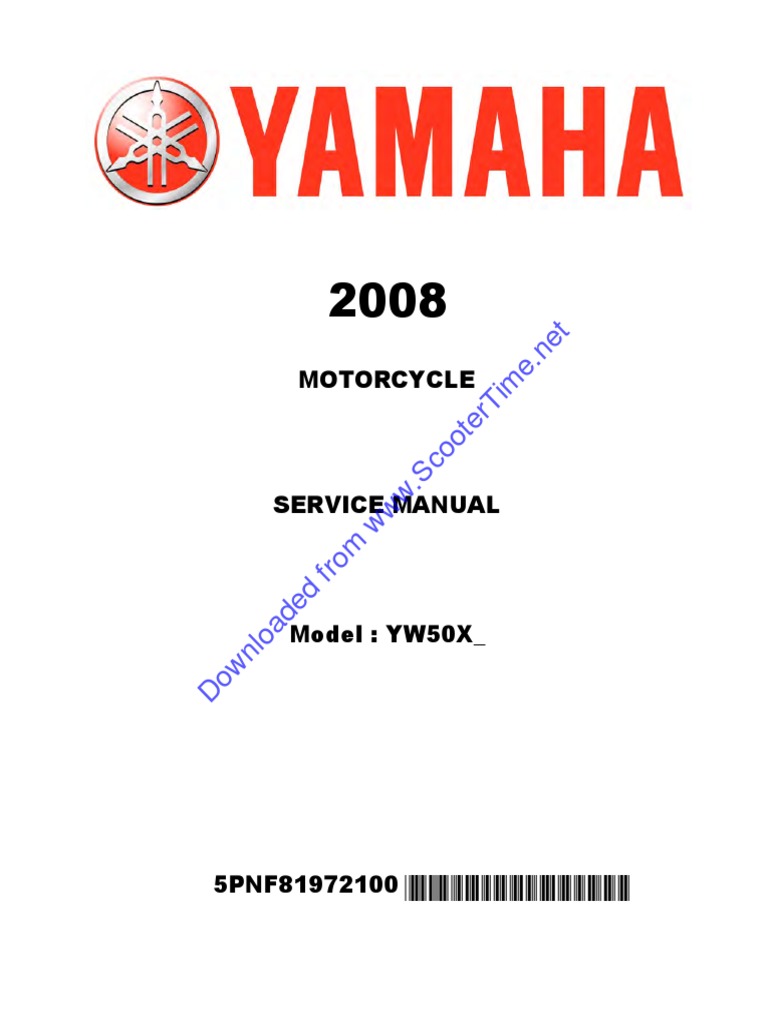 Yamaha YW50 Service Manual | PDF | Piston | Bearing (Mechanical)