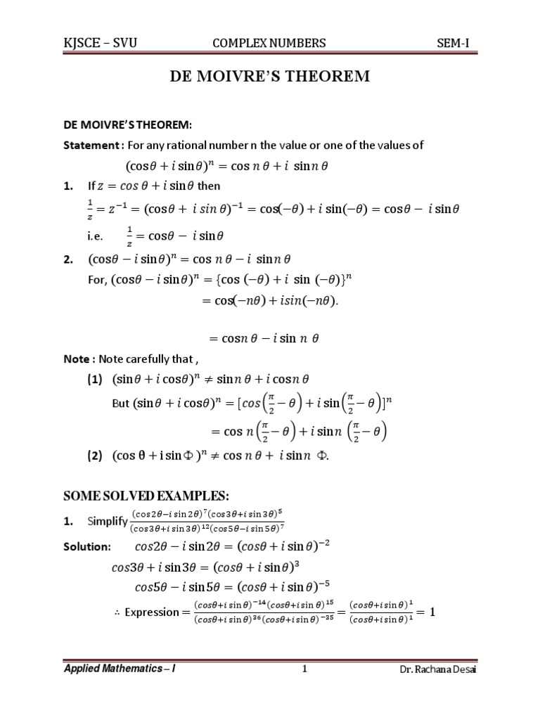2 de moivres theorem related examples download free pdf complex
