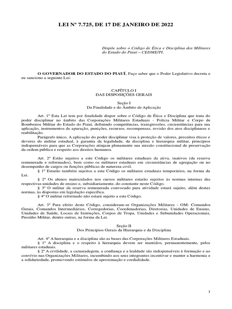 Lei no 7 725 de 17 de janeiro de 2022 sancao dispoe sobre o codigo de
