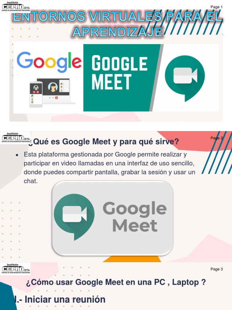 Guía Completa para Usar Google Meet | PDF | Chat en linea | Internet