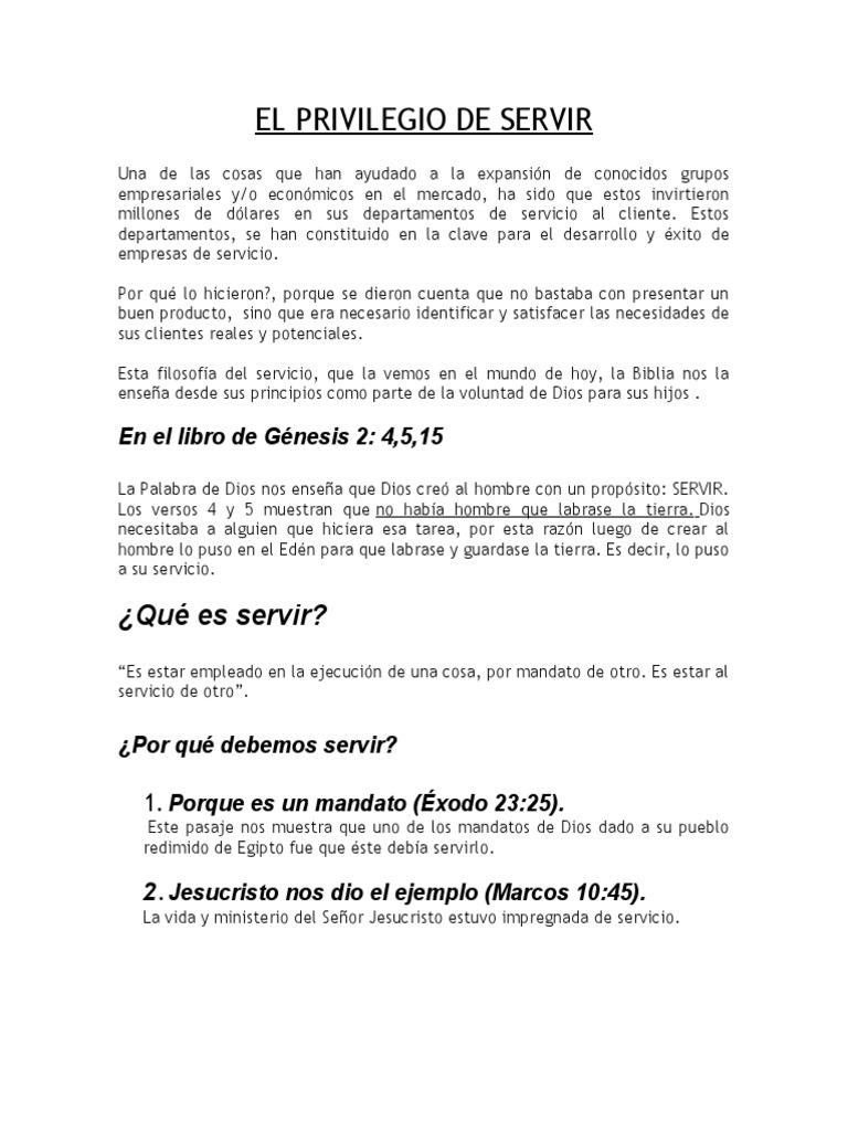 El Privilegio de Servir a Dios | PDF | Jesús | Amor