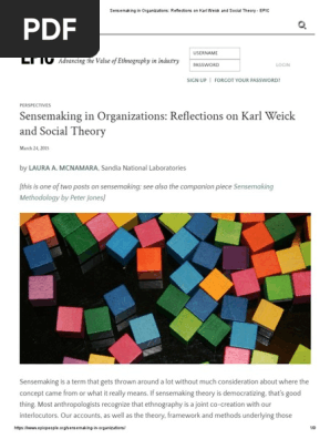 Weick's Sensemaking in Organizations Explained | PDF | Ethnography