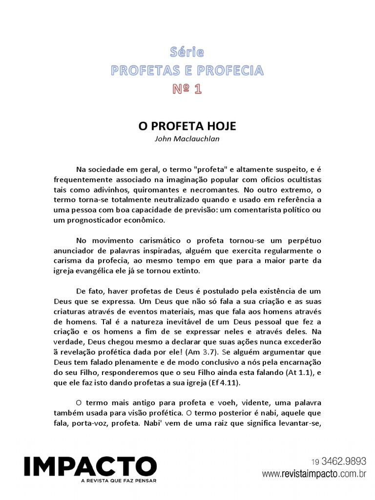 Profetas E Profecias Parte 1 Download Grátis Pdf Presente