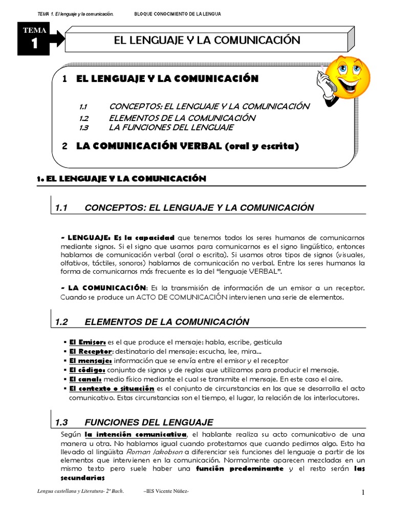 Elementos y Funciones del Lenguaje | PDF | Comunicación | Palabra