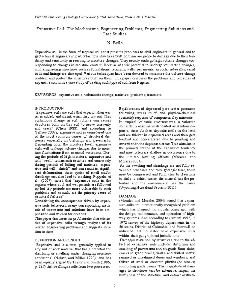 Expansive Soil: Issues and Solutions | PDF | Soil | Cement