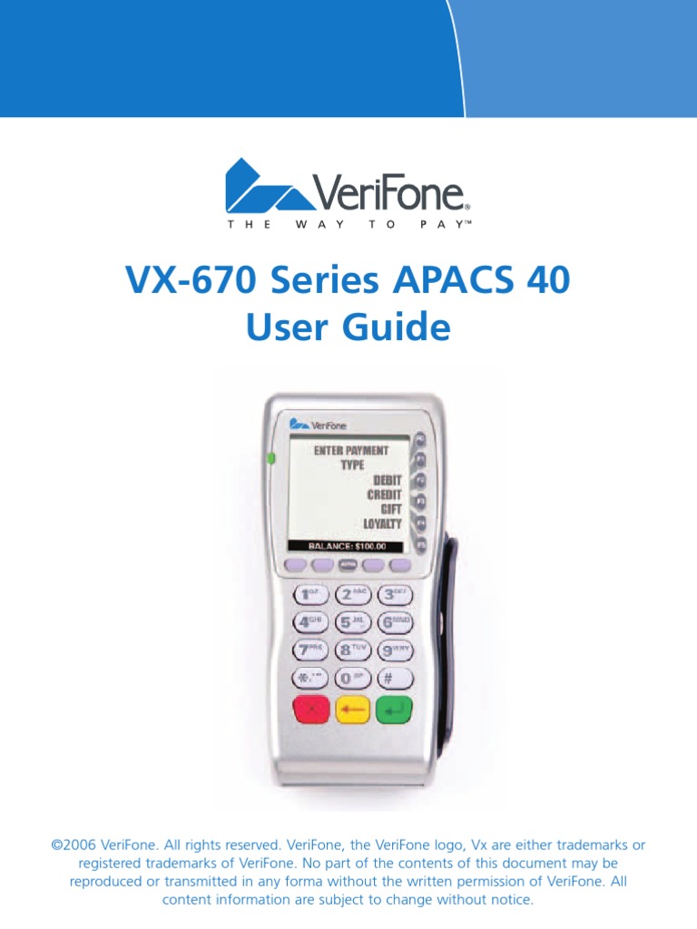 Verifone Vx670 Manual | Emv | Debit Card