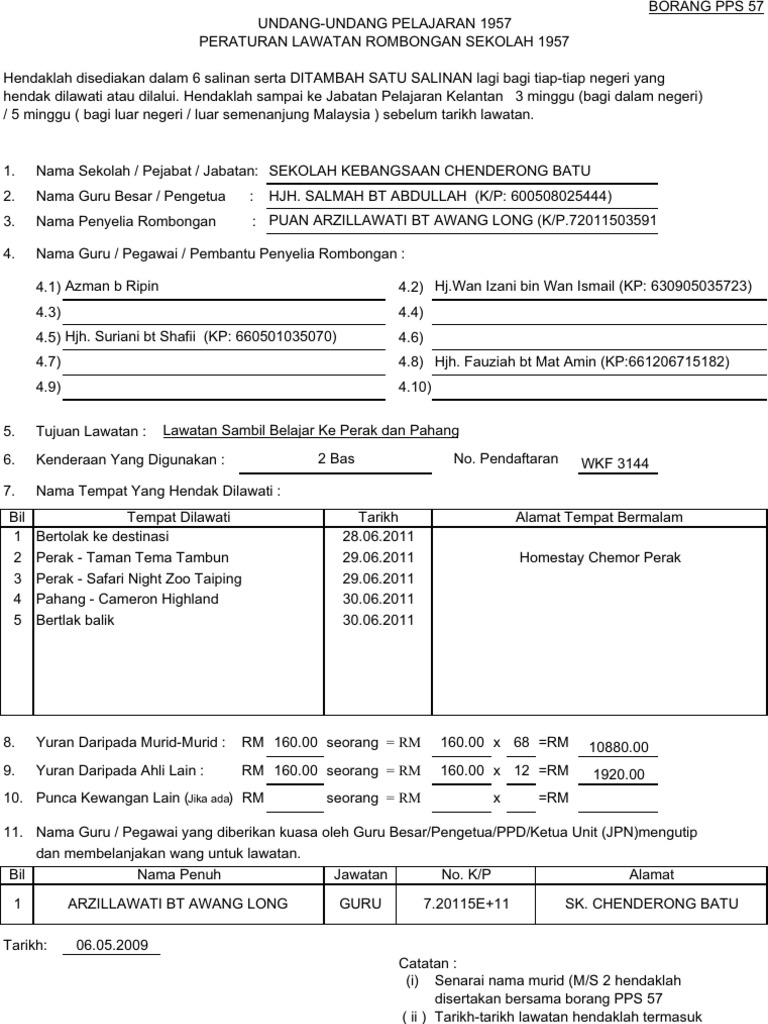 Borang Kebenaran Lawatan Hantar Ke Jpn Pdf