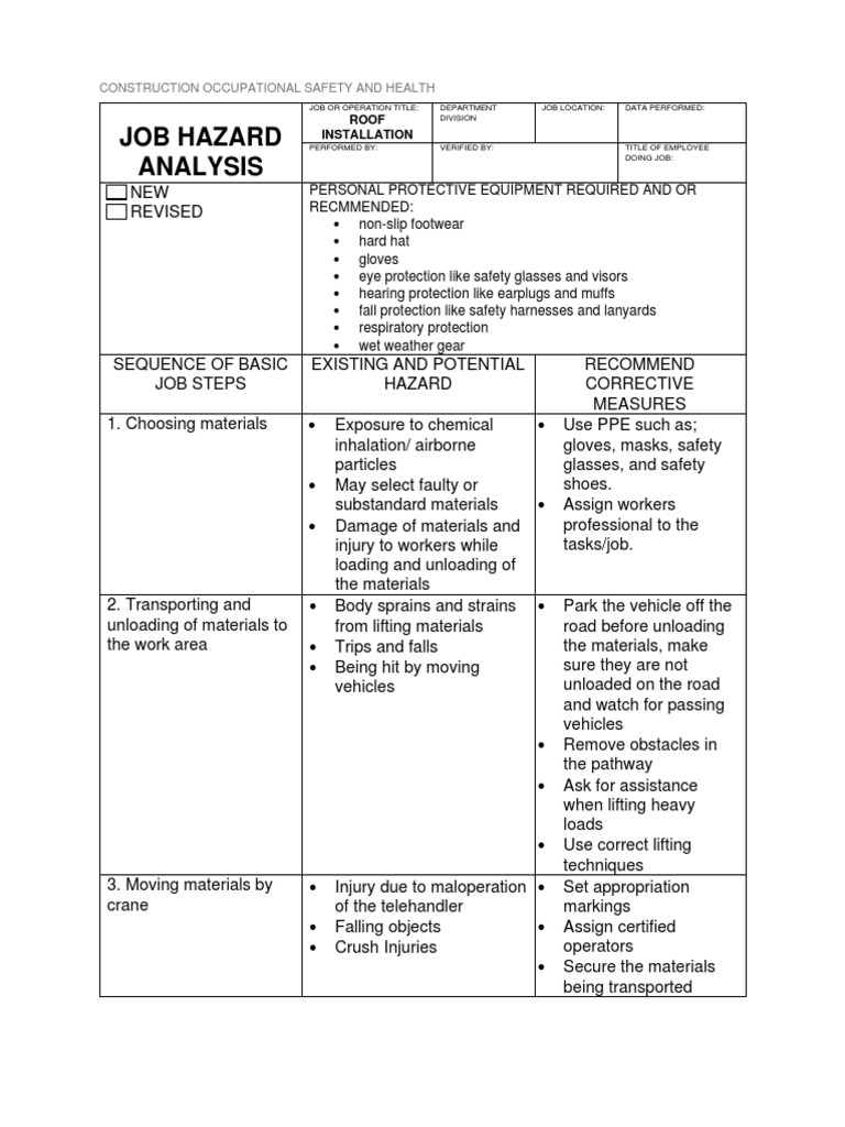 Job Hazard Analysis | PDF | Personal Protective Equipment | Safety