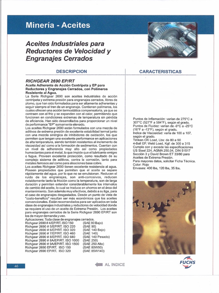 Aceite Richgear 2690 para Engranajes | PDF | Engranaje | Lubricante