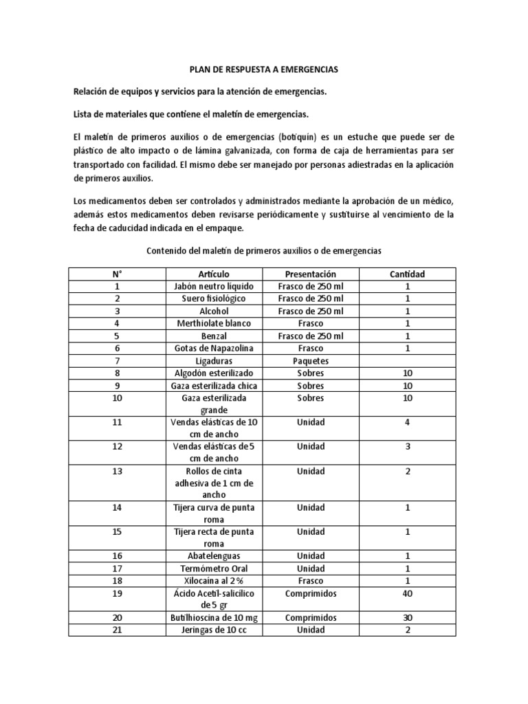 Plan de Emergencias y Primeros Auxilios | PDF | Primeros auxilios | Bombero