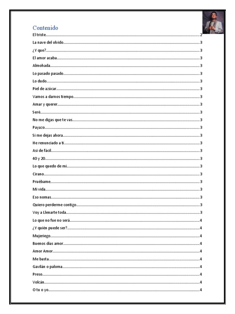 Letras de Canciones de José José | PDF | Amor