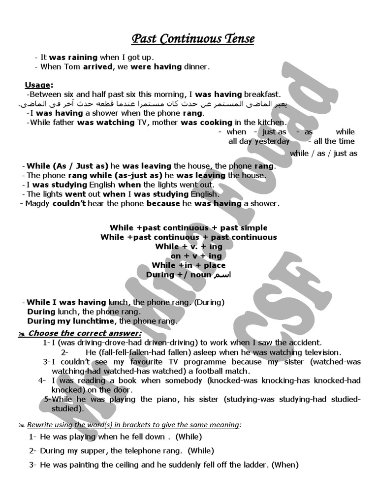 PAST Continuous + While & When | PDF