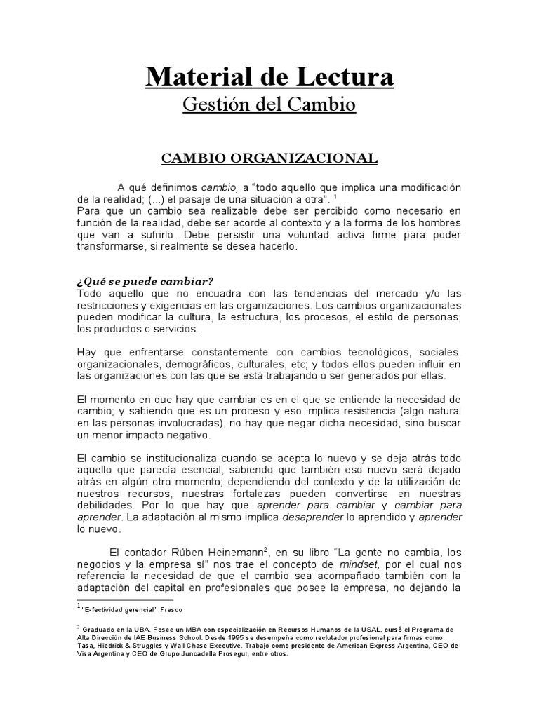 Proceso de Gestión del Cambio Organizacional | PDF | Liderazgo | Business