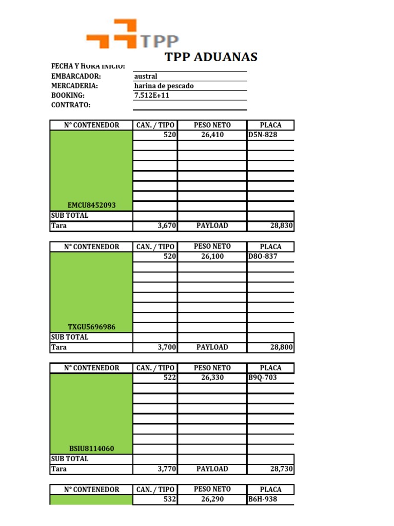 Formato de Llenado Original TPP Aduanas | PDF