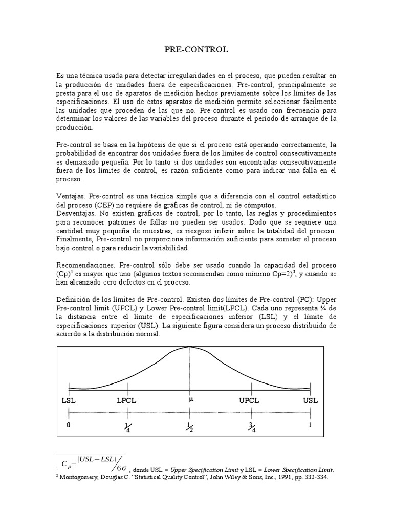 Cartas de Pre Control | PDF | Medición | Estadísticas