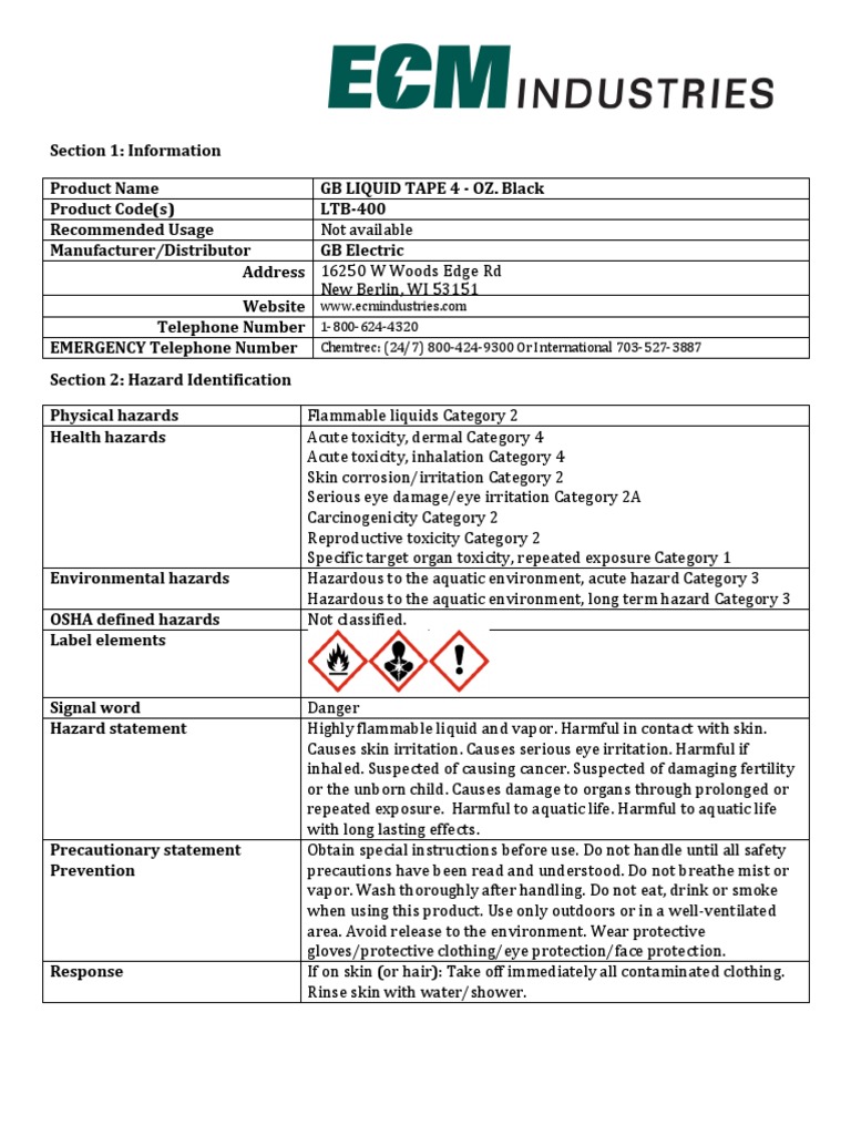 MSDS Liquid Tape Electrical SP PDF Personal Protective Equipment Fires
