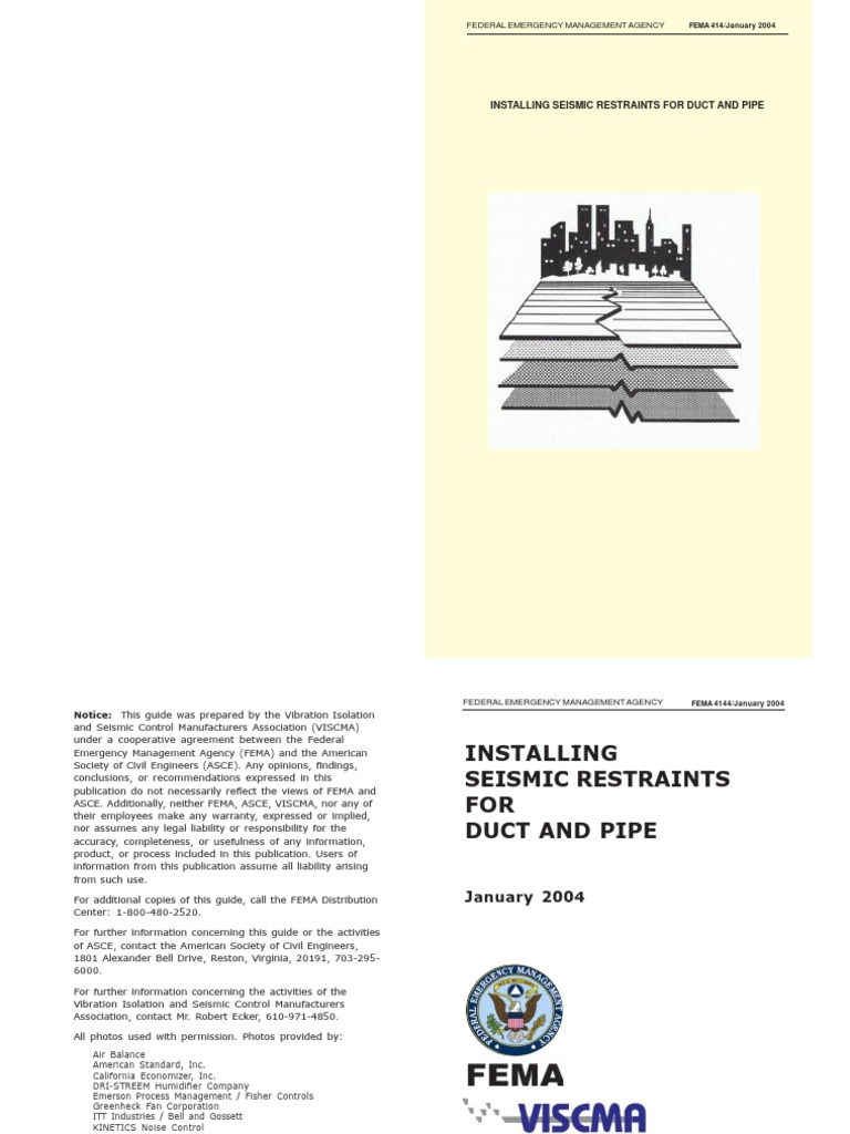 FEMA 414 - Installing Seismic Restraints For Duct and Pipe | PDF