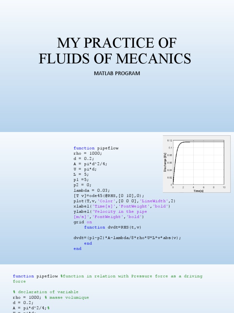 Johann Fluid of Mecanics Program of Matlab PDF Hydrology