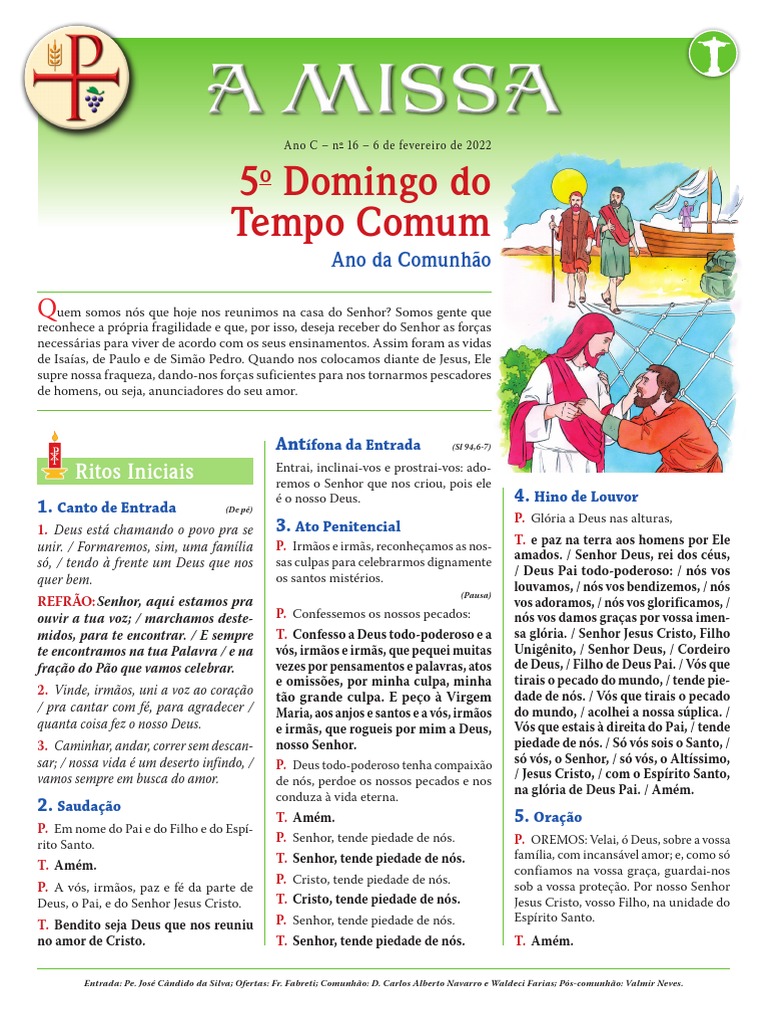 Folheto da Missa - 16º Domingo Ano C | PDF | Eucaristia | Jesus