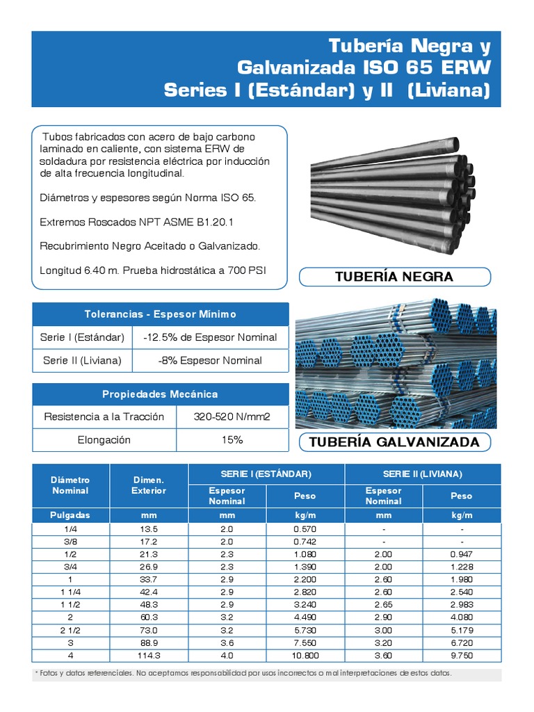 Medidas de Tubos Galvanizados ISO 65 | PDF | Rieles | Procesos industriales