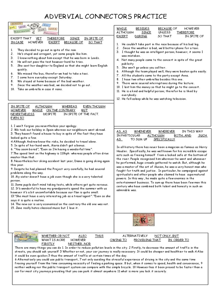Adverbial Connectors Practice: A Comprehensive Guide to Using Adverbial ...