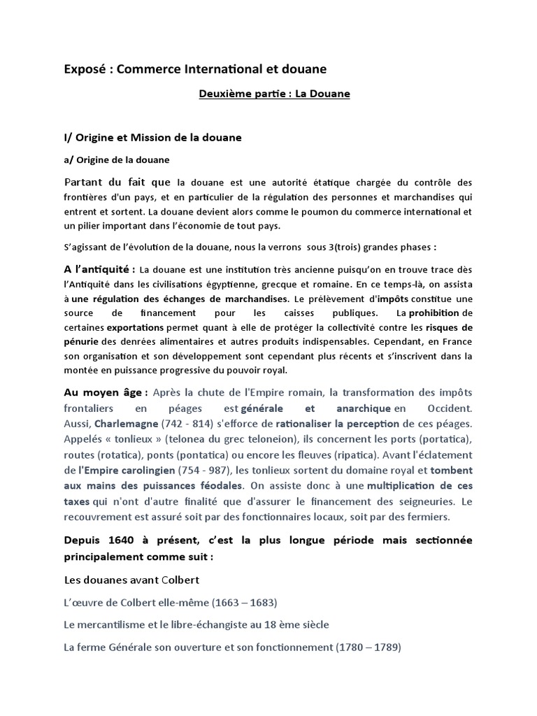 Histoire et missions de la douane | PDF | Économie | Commerce