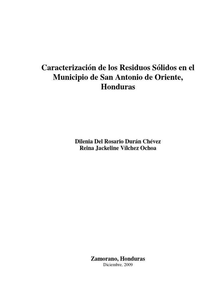 Caracterización de Los Residuos Sólidos en