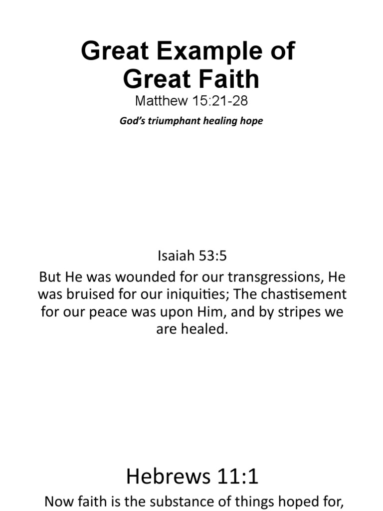 Great Example of GREAT FAITH | PDF | Satan | Jesus