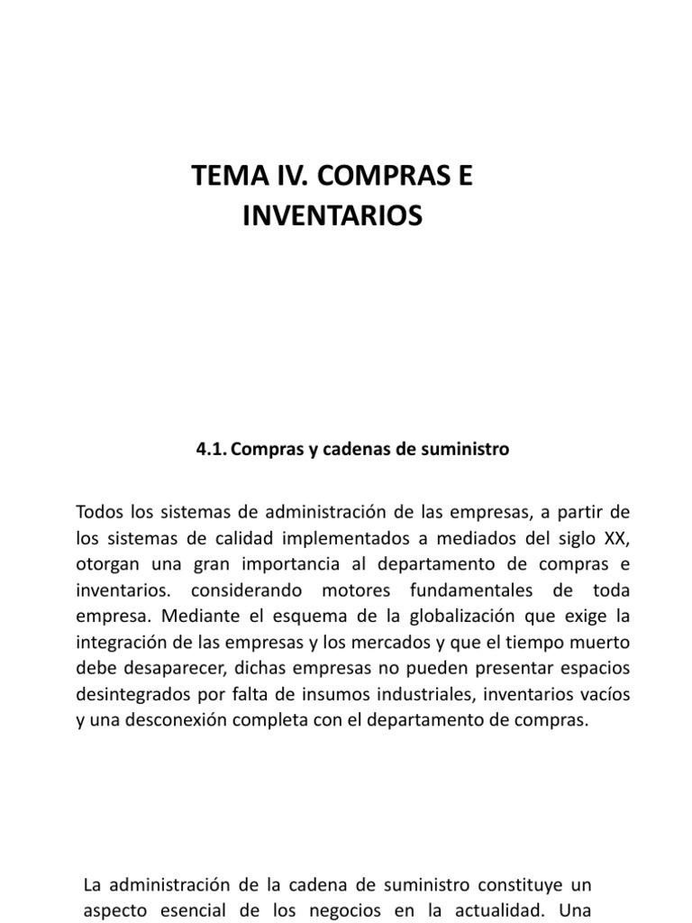 Tema Iv Produccion | PDF | Inventario | Gestión de la cadena de suministro