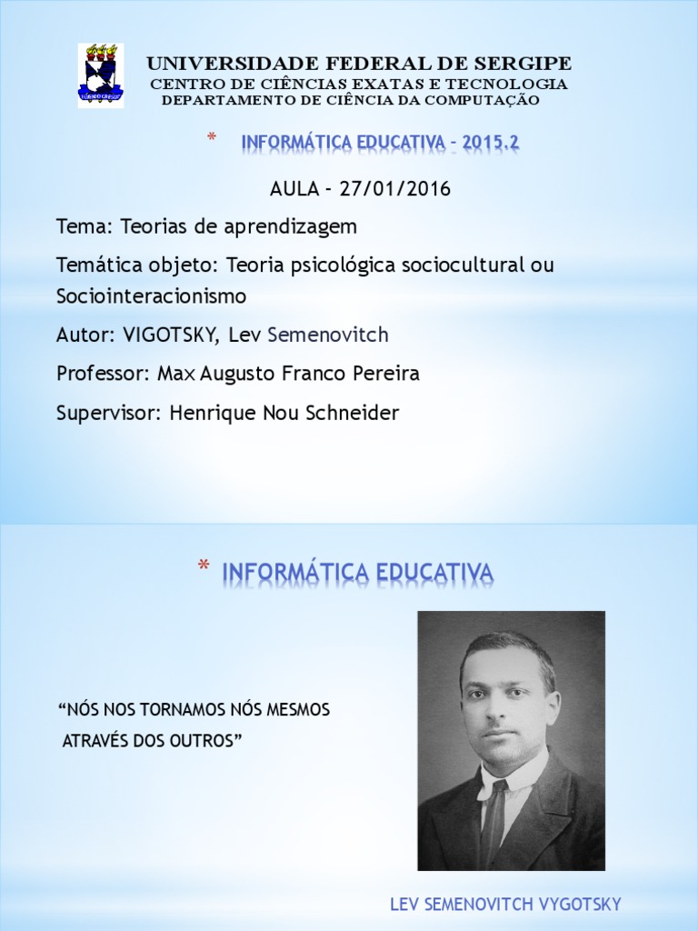 Teoria Sociocultural de Vygotsky | PDF | Aprendizado | Psicologia