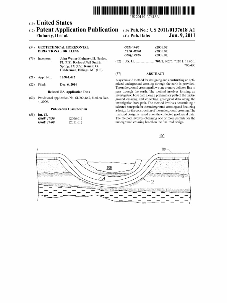 2011 Us20110137618a1 Geotechnical Horizontal PDF Geotechnical