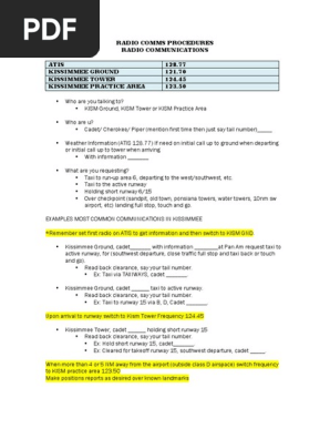 RADIO COMMS PROCEDURES