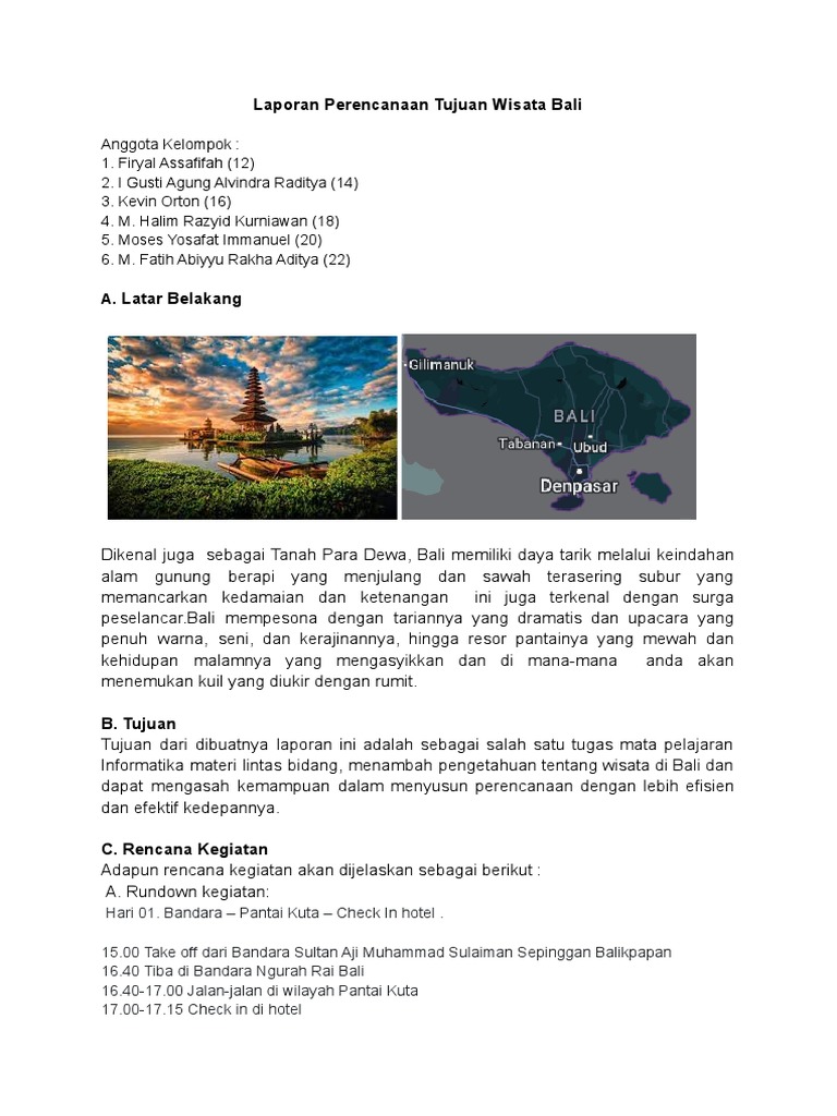 Rencana Wisata Menarik ke Bali | PDF