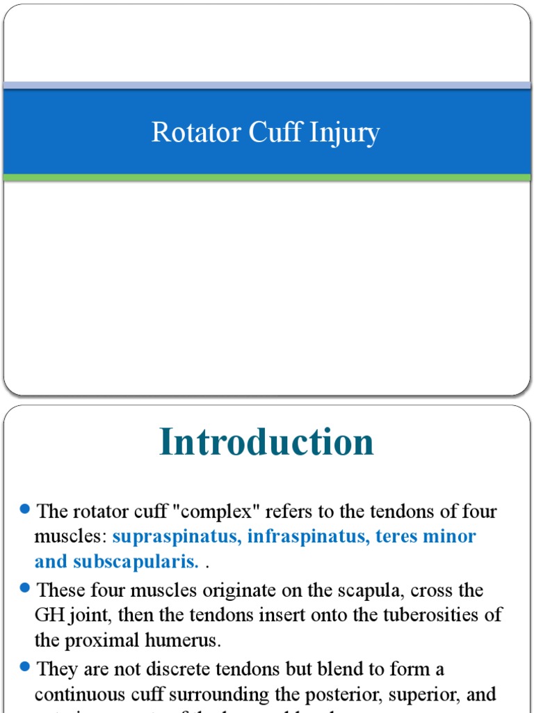 Rehabilitation Protocol for Rotator Cuff Injuries Addressing