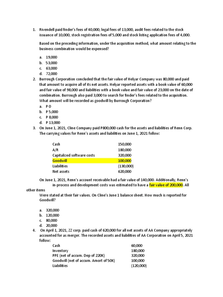 Illustrative Examples 8 PDF Goodwill (Accounting) Book Value