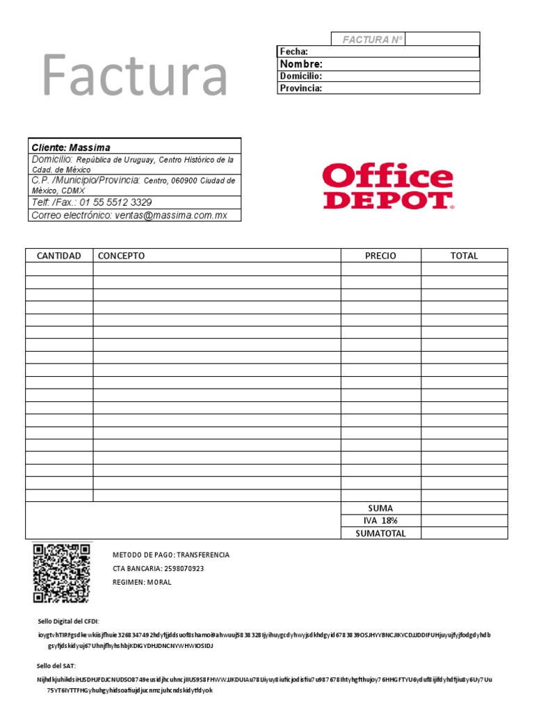 ModeloFacturaoffice Depot PDF