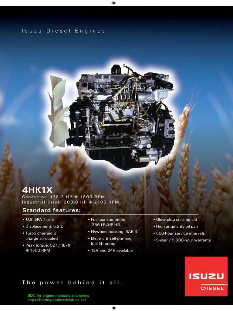 Isuzu 4HK1X Engine Specifications | PDF | Horsepower | Turbocharger