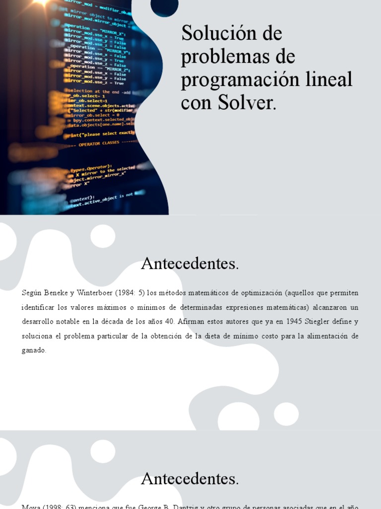 Solver Pdf Optimización Matemática Programación Lineal